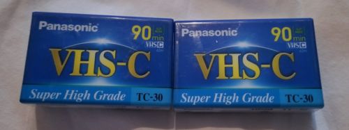 2 VHS-C TC-30 Super High Grade Panasonic 90 Min Blank Video Tapes