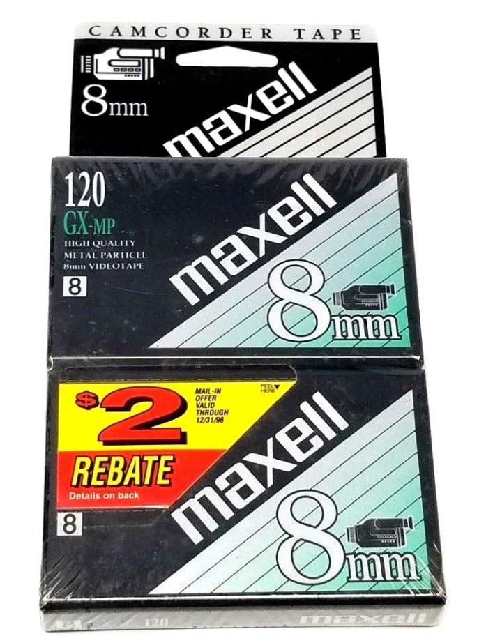 2 Pack Maxell GX-MP High Quality 120 Minute 8mm Camcorder Tapes New Sealed