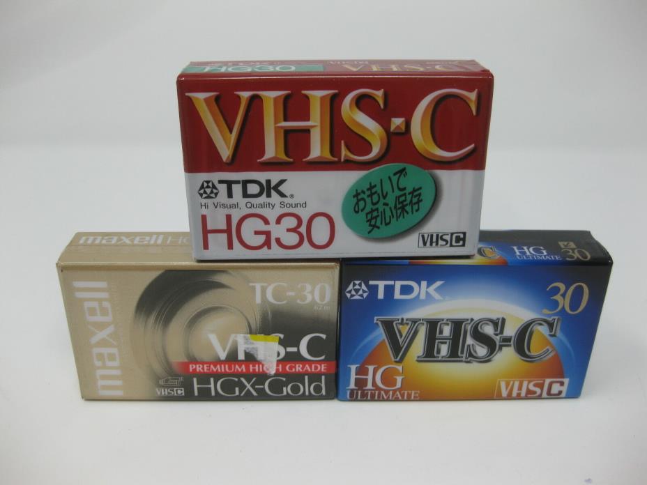 Lot of 3 Sealed Premium Camcorder Video Cassettes  Maxell TC-30 Gold 1TDK HG 30