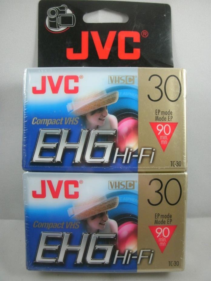NEW 2 PACK JVC EHG Hi-Fi Compact VHSC Camcorder Tape  TC-30 SP-30, EP mode 90min