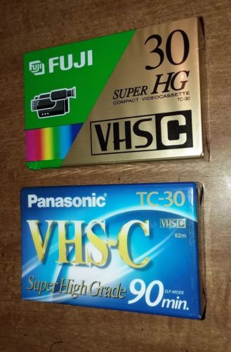 Lot of 2 - TC-30 VHS-C Video Cassettes New Sealed Fuji & Panasonic 30 or 90 min