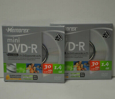 Memorex mini DVD-R 30 min 1.4 GB new x 2 New Sealed