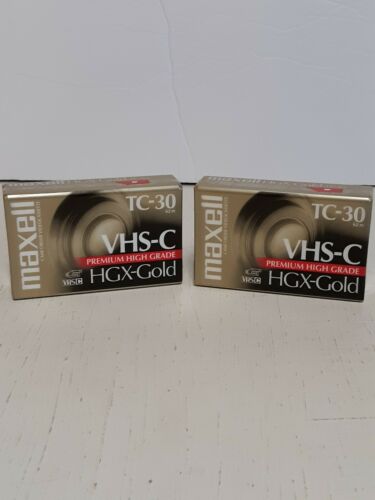 2 Maxell VHS-C TC-30 HGX-Gold Premium High Grade Camcorder Video Cassette Tapes