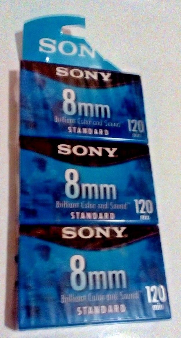 Sony 8mm Standard 120 Min Blank Video Cassette Tapes Sealed New 3 Pack