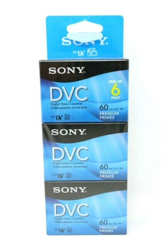 6 Pack Sony DVC Premium Mini DV Minidv Camcorder Digital Video 60 min Tapes