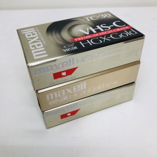 Maxell VHS-C HGX-Gold TC-30 Premium High Grade Sealed Tapes TC 30 New Lot of 3