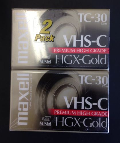 Maxell TC-30 VHS-C Camcorder HGX-Gold Premium High Grade 2 PK Sealed New