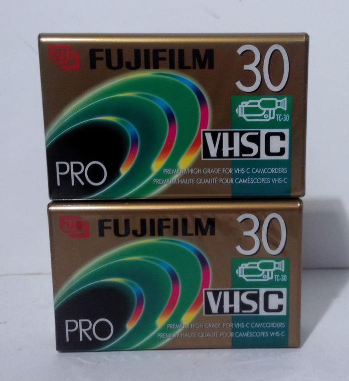 Lot of 2 FUJIFILM Pro TC-30 Premium High Grade VHS-C Blank Camcorder Tape