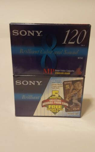 Sealed 2 Pack Sony 120 minute 8mm MP P6-120MP With Babe Ruth Calling Card [B1]
