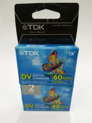 TDK 2 PACK 60 MIN MINI DV STANDARD DIGITAL VIDEO CASSETTE LP 90 SP 60 FREE SHIP