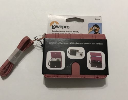 NEW Lowepro Genuine Leather Pink Camera Case Wallet Luxe w/ Detachable Wristlet