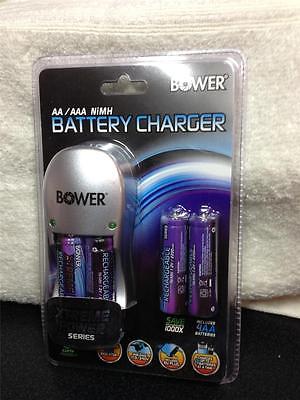Bower AA/AAA NIMH Charger w/4 AA Batteries & Euro Adapter