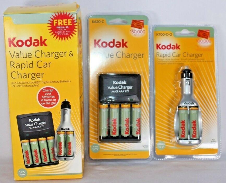 Kodak Battery Charger Value Charger and Rapid Car Charger for AA / AAA Batteries