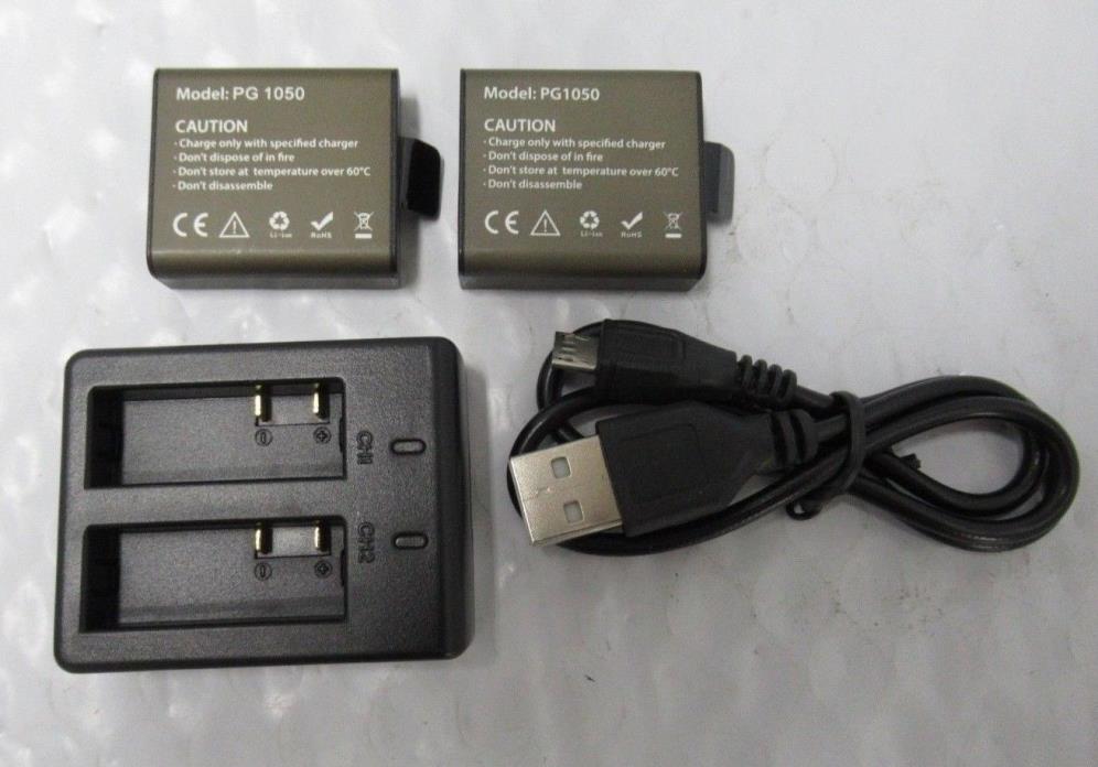 Dual Slot Battery Charger AND (2) Batteries  Camera  SJCam SJ4000 SJ5000 SJ6000