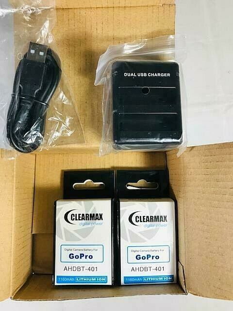 ClearMax Battery (2-Pack) and Dual Charger for GoPro HERO4 AHDBT-401