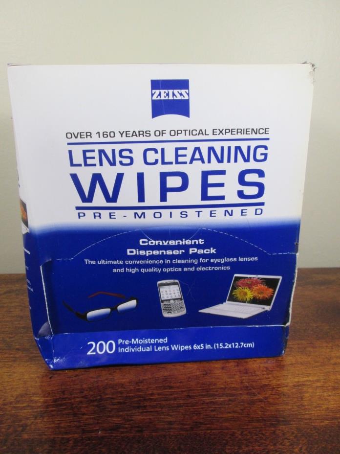 Zeiss Pre-Moistened Lens Cloths Wipes 200 Ct, Glasses Camera Phone Cleaning, New