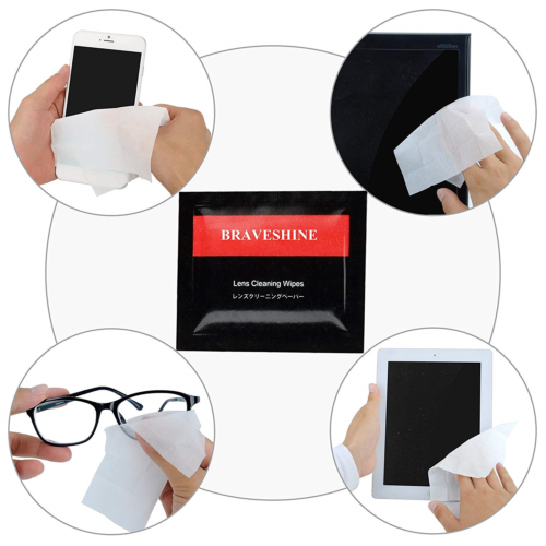 BRAVESHINE Screen Wipes - Pre-Moistened Lens Wipes - Lens Cleaner for Eyeglasses