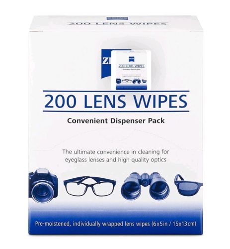 Zeiss Pre-Moistened Lens Cloths Wipes 200 Ct, Glasses Camera Phone Cleaning, New