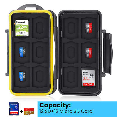 Water-Resistant Holder Storage Case for Memory Card &12 Micro SD TF Cards