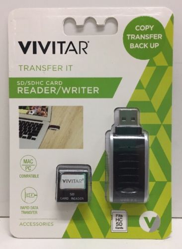 (New) VIVITAR SD/SDHC Card Reader/Writer (Black) VIV-RW-3000-BLK