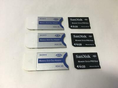 LOT OF 3 X 4GB SONY PRO DUO CARD MAGICGATE + MSAC-M2 ADAPTER MEMORY STICK