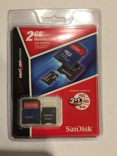 Sandisk 2GB Memory Card With Adaptors Music Videos Photos