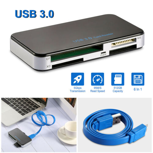 USB 3.0 Card Reader Memory Card Adapter Converter for TF SD MMC MS 512G US Stock