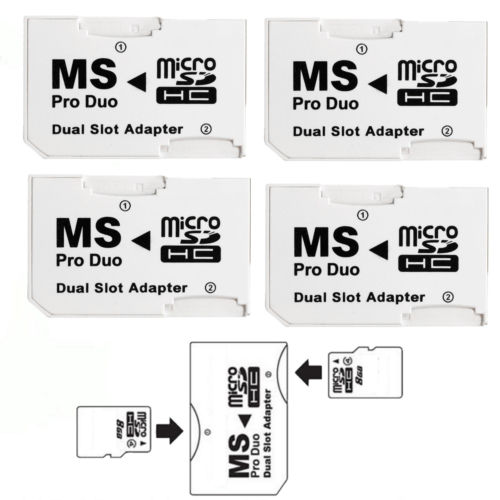 5X New Micro SD TF to Memory Stick MS Pro Duo for PSP Card Dual 2 Slot Adapter