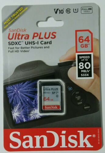 Sandisk ultra plus 64gb 80 MB/s 533 Class 10 New
