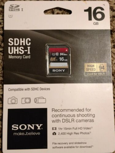Sony 16 GB  SDHC Memory Card Class 10 SF-16UX/TQN Up to 94 MB/s