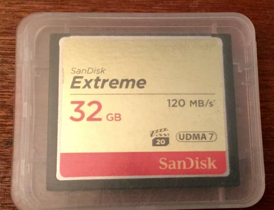 Hardly used Sandisk Extreme 32 G Compact Flash Card. Excellent deal!