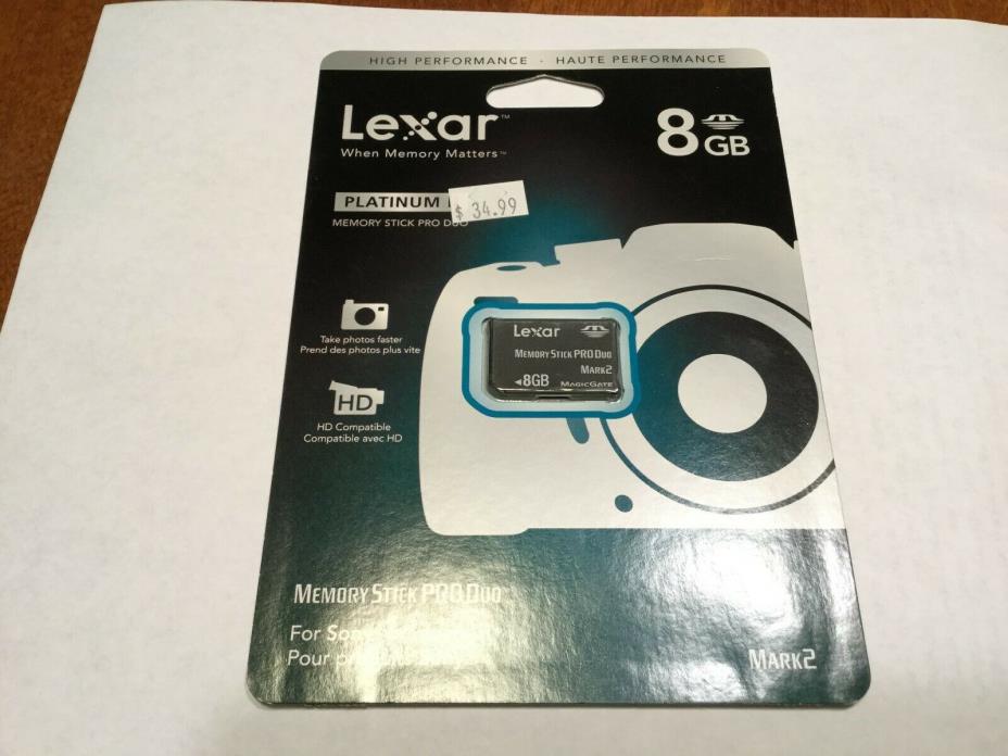 New- Lexar 8GB Memory Stick Pro Duo Mark 2 MagicGate- for Sony- New Old Stock