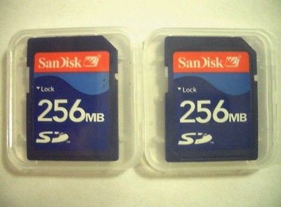 QTY=2 SANDISK 256MB SD MEMORY CARD(NEW)WITH PROTECTIVE CASE SHIPS FROM USA