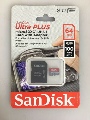 SANDISK Ultra Plus MICRO-SDXC UHS-I Card 64GB San Disk SD Memory Card Class 10