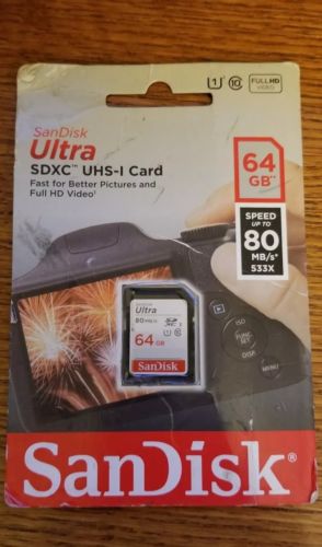 NEW SanDisk 64GB Ultra  UHS-I 80MBs  SDXC memory card