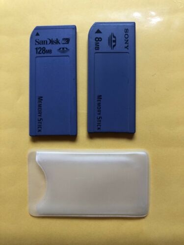 128MB AND 8MB SONY MEMORY STICK STORAGE CARDS TESTED AND WORKING