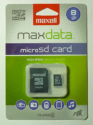 Maxell 8 GB MicroSDHC card with adapter - NEW!!