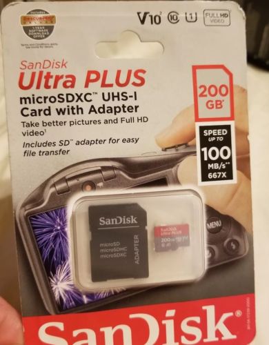 (1)-Sandisk Ultra Plus 200GB Micro SDXC UHS-1 Card/Adapter100 MB/s