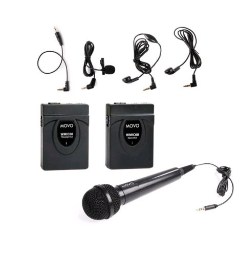 Movo WMIC60 2.4GHz Wireless Lavalier & Handheld Microphone System ~ 164' Range