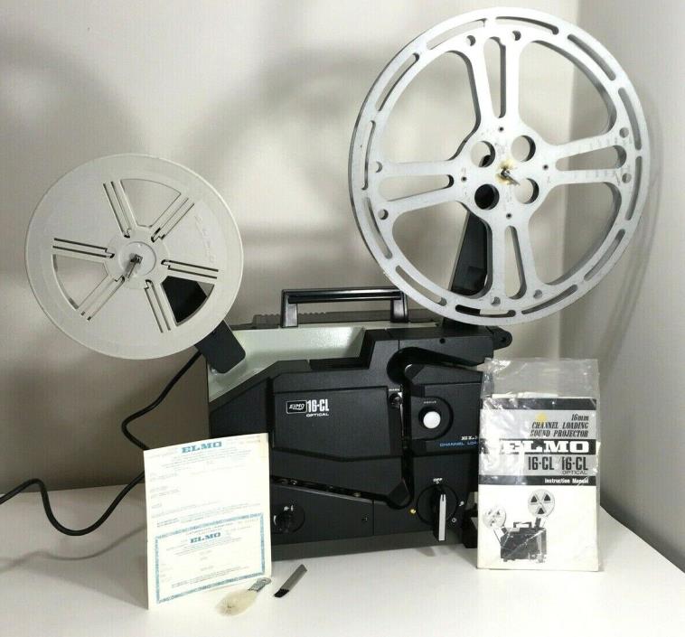 Elmo 16-CL Optical 16mm Film Projector - Tested -Original Cover, Manual, Brushes