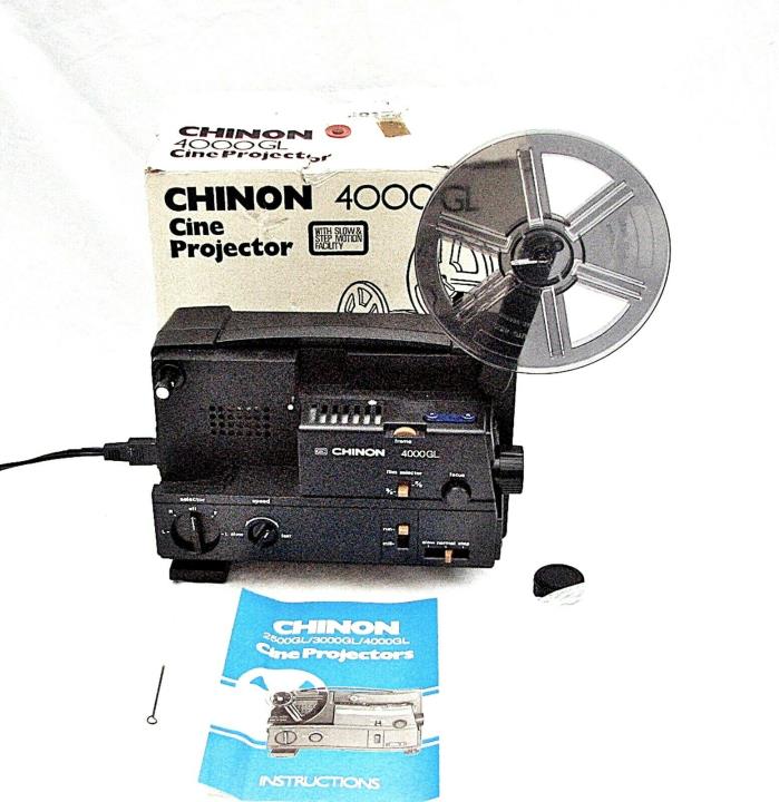 CHINON 2500GL DUAL 8 Super 8 / Reg 8mm Projector Adjustable Speed w/Box & Manual