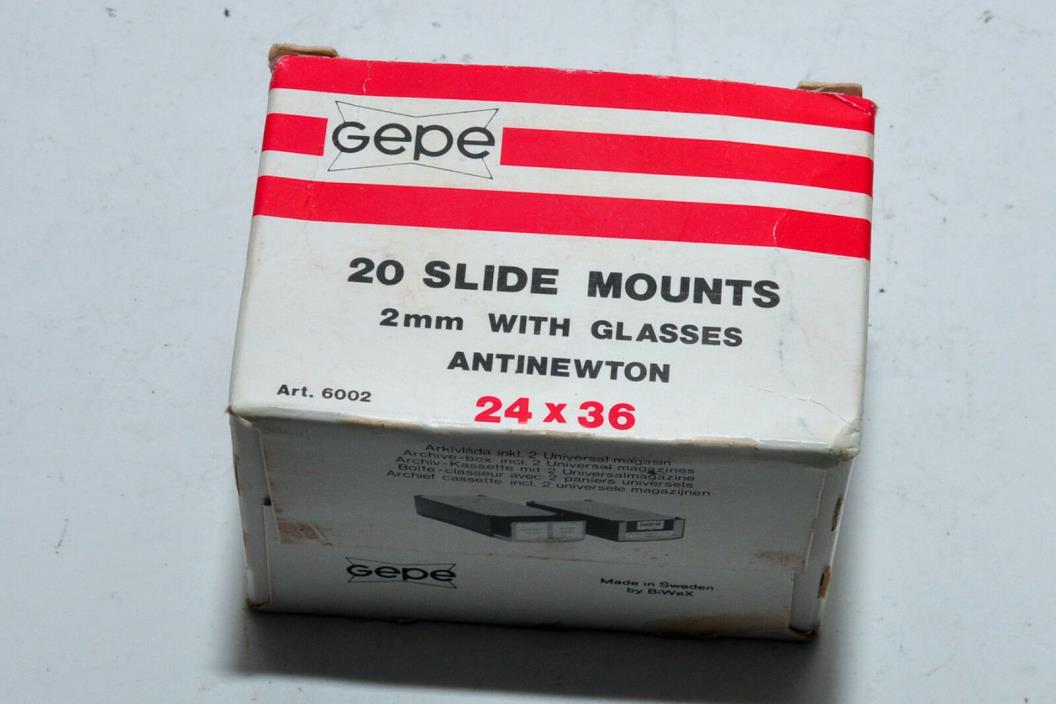 Vintage Box of Gepe Slide Mounts Anti Newton 24x36 New In Box 20 total
