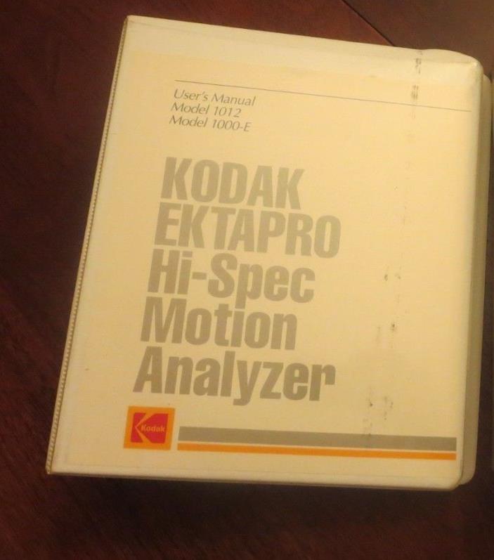 Kodak Ektapro Hi- Spec Motion Analyzer Manual  Model 1000E & 1012