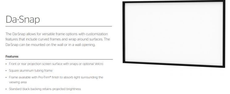 Da-Lite Da-Snap Projection Screen - 10' x 16' New / Open Box