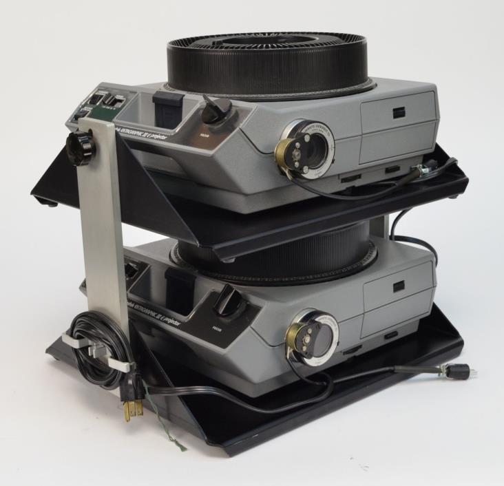 2 Stacked Kodak Ektagraphic III E Slide Projectors W/ Lafayette Servo Lenses