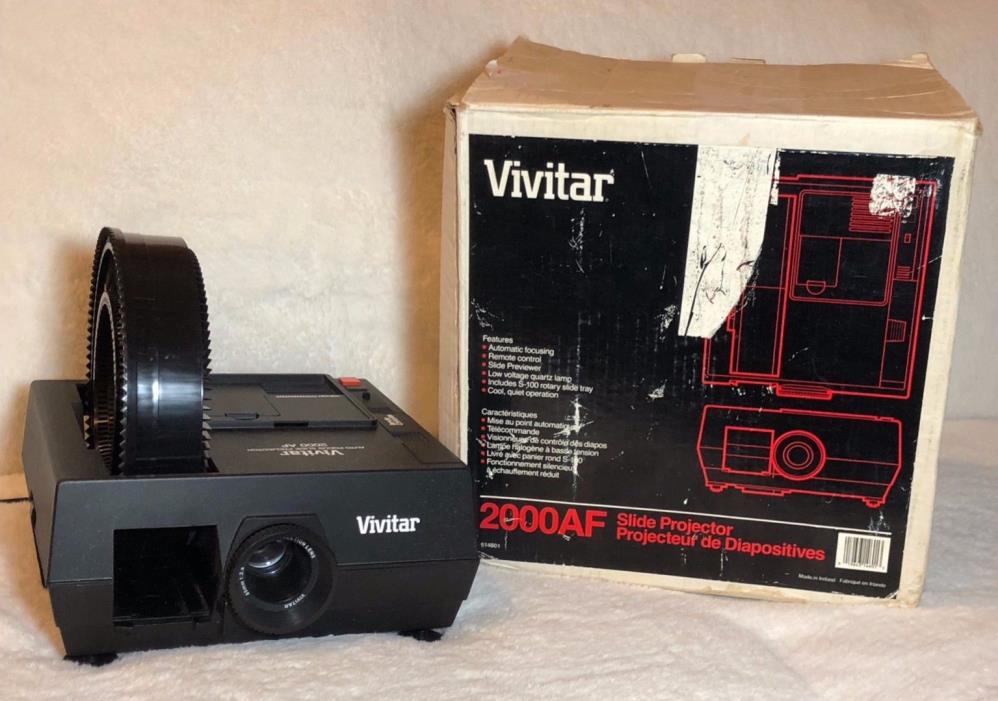 Vivitar 2000AF Slide Projector 35 MM Rotary Slide Tray Remote Auto Focus Box