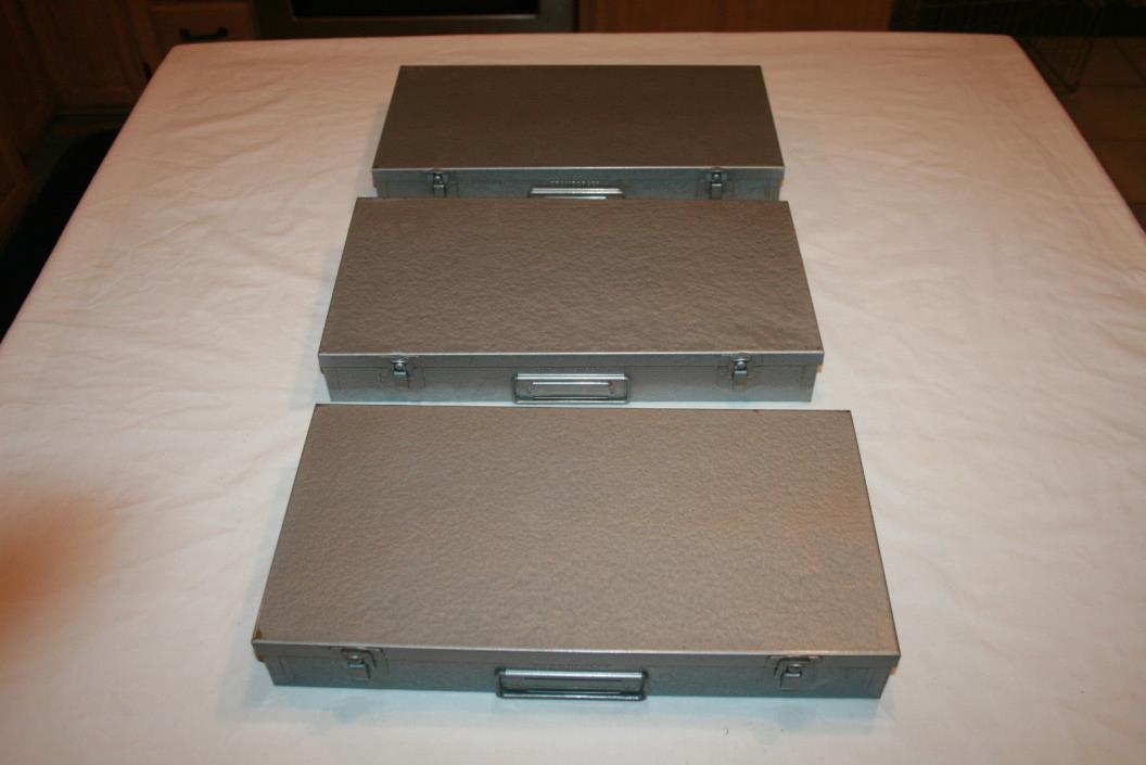 Lot 3 BRUMBERGER Metal 35mm Slide or 2x2 Coin Storage Case Box 150 Slot Trays