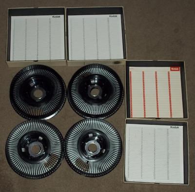 4 KODAK CAROUSEL SLIDE TRAYS WITH BOXES, HOLD 80 SLIDES EACH