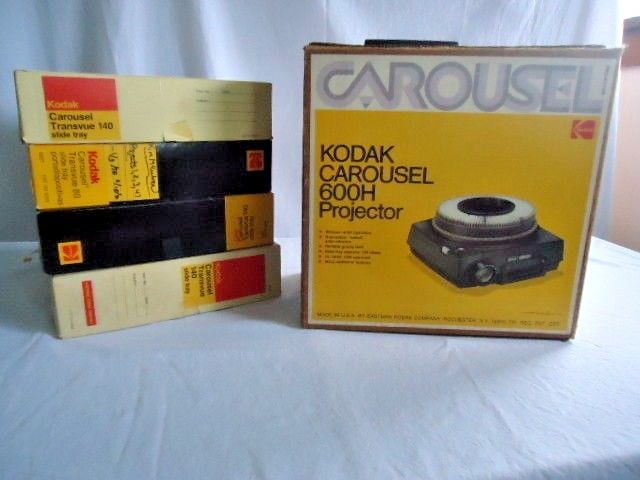 Kodak Carousel 600H Projector With 4 Boxes Of Slide Trays