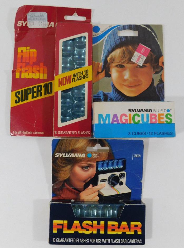 Vintage Flashbulbs Sylvania  Lot - Blue Dot Magic Cubes - Flashbar - Super 10